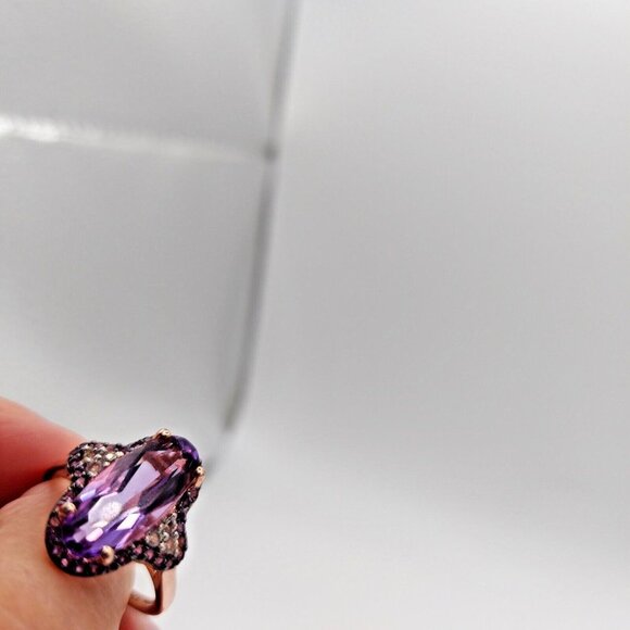 Vintage Rose Gold over Sterling 925 Amethyst Ring Hallmarked - Picture 5 of 8